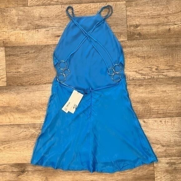 ZARA Blue Halter Mini Dress NWT | Blogger Fave Satin Ring Detail - Picture 16 of 16